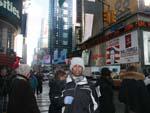 Travis strolling Times Square