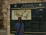 Kerak Castle - Travis at the information board