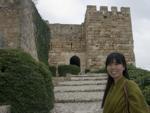 Sonya at the entrance to the Crusader Castle