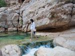 Sonya crossing a small stream