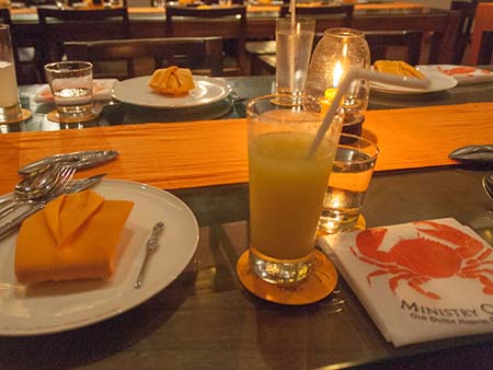 Table setting at Ministry of Crab restaurant