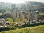 Restored ruined pillars which supported the aqueduct